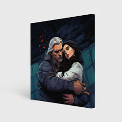 Холст квадратный Йеннифэр и Геральт, цвет: 3D-принт