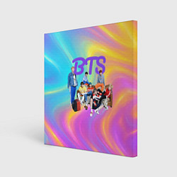 Холст квадратный BTS радужные разводы, цвет: 3D-принт