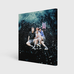 Холст квадратный BTS черный блестящий фон, цвет: 3D-принт