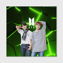Холст квадратный BTS зеленые неоновые плиты, цвет: 3D-принт — фото 2