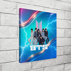 Холст квадратный BTS синий фон с молниями, цвет: 3D-принт — фото 2