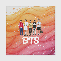 Холст квадратный BTS желто-розовый блестящий фон, цвет: 3D-принт — фото 2