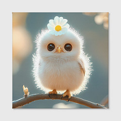 Холст квадратный Милый цыпленок с цветочком на лбу, цвет: 3D-принт — фото 2