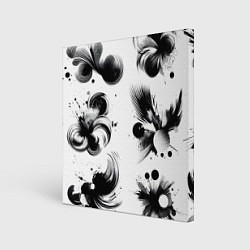 Холст квадратный Чёрно-белая абстракция нейроарт, цвет: 3D-принт