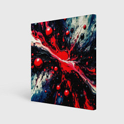 Холст квадратный Разлитая красная масляная краска на чёрном, цвет: 3D-принт