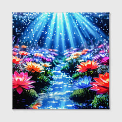 Холст квадратный Цветы на глубине освещённые лучами, цвет: 3D-принт — фото 2
