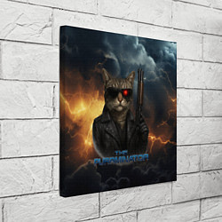 Холст квадратный The purrminator кот терминатор, цвет: 3D-принт — фото 2