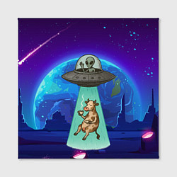 Холст квадратный Инопланетяне похищают корову, цвет: 3D-принт — фото 2