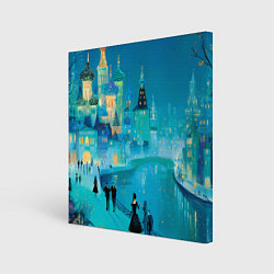 Холст квадратный Новогодняя праздничная Москва, цвет: 3D-принт