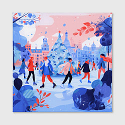 Холст квадратный Новогодний каток, цвет: 3D-принт — фото 2