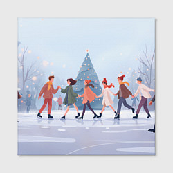 Холст квадратный Новогодние выходные на катке, цвет: 3D-принт — фото 2