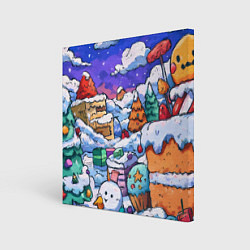 Холст квадратный Новогоднее настроение из сладостей, цвет: 3D-принт