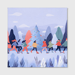 Холст квадратный Каток на фоне елок, цвет: 3D-принт — фото 2