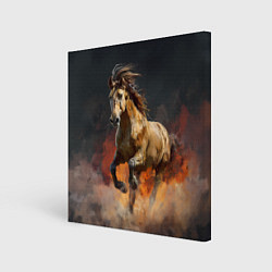 Холст квадратный Лошадь нарисованная красками, цвет: 3D-принт