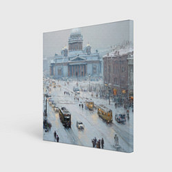 Холст квадратный Новогодняя улица Питера, цвет: 3D-принт
