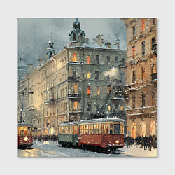 Холст квадратный Трамваи в зимнем Санкт-Петербурге, цвет: 3D-принт — фото 2