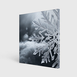 Холст квадратный Снежинка на черно белое, цвет: 3D-принт