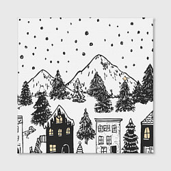 Холст квадратный Заснеженный черно-белый город, цвет: 3D-принт — фото 2