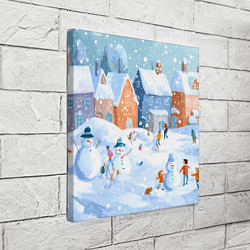 Холст квадратный Предновогодний день во дворе, цвет: 3D-принт — фото 2