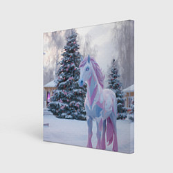 Холст квадратный Геометрическая новогодняя лошадка, цвет: 3D-принт