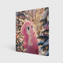 Холст квадратный Удивленная лошадка - Новый год, цвет: 3D-принт