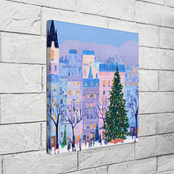 Холст квадратный Новогодний двор, цвет: 3D-принт — фото 2
