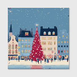 Холст квадратный Новогоднее гуляние у красной елки, цвет: 3D-принт — фото 2