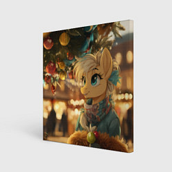 Холст квадратный Милая лошадка под елочкой, цвет: 3D-принт