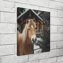 Холст квадратный Лошадь у новогодней елки, цвет: 3D-принт — фото 2