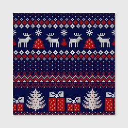 Холст квадратный Новогодний вязаный паттерн, цвет: 3D-принт — фото 2
