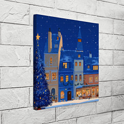 Холст квадратный Синяя новогодняя елочка во дворе, цвет: 3D-принт — фото 2