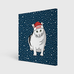 Холст квадратный Кот мем - 2026, цвет: 3D-принт