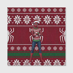 Холст квадратный Человек паук в вязаном свитере - новый год, цвет: 3D-принт — фото 2