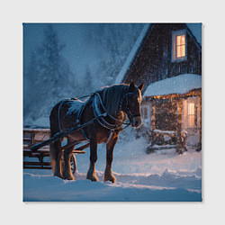 Холст квадратный Лошадь у избы, цвет: 3D-принт — фото 2