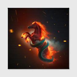 Холст квадратный Смена зелёной змеи на красную огненную лошадь, цвет: 3D-принт — фото 2