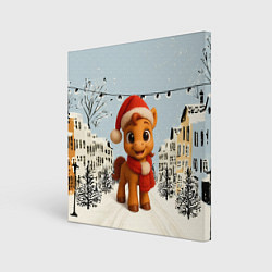 Холст квадратный Милая новогодняя лошадка с шарфом, цвет: 3D-принт
