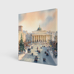 Холст квадратный Питер - снежный день, цвет: 3D-принт