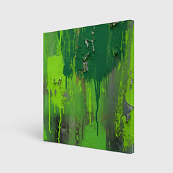 Холст квадратный Зеленая обшарпанная стена, цвет: 3D-принт