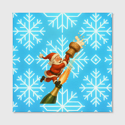 Холст квадратный Санта летит на пробке шампанского, цвет: 3D-принт — фото 2