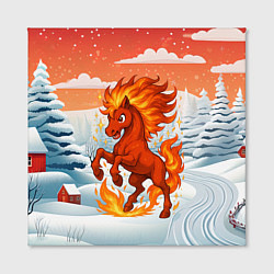 Холст квадратный Огненная красная лошадка, цвет: 3D-принт — фото 2