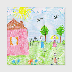 Холст квадратный Детские рисунки, цвет: 3D-принт — фото 2