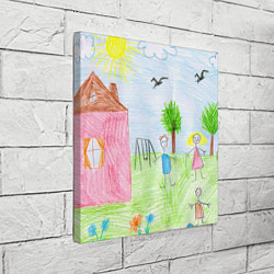 Холст квадратный Детские рисунки, цвет: 3D-принт — фото 2