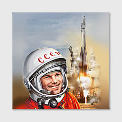 Холст квадратный Гагарин взлетает, цвет: 3D-принт — фото 2