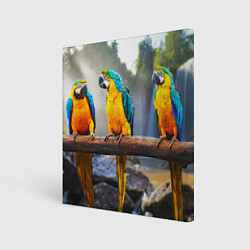 Холст квадратный Экзотические попугаи, цвет: 3D-принт