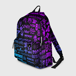 Рюкзак Неоновые лого игр цвета 3D-принт — фото 1