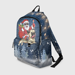 Рюкзак Санта едет на мопсе, цвет: 3D-принт