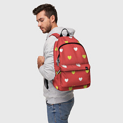 Рюкзак Сердечки на красном паттерн, цвет: 3D-принт — фото 2