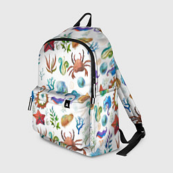 Рюкзак Морской паттерн с крабами и водорослями, цвет: 3D-принт