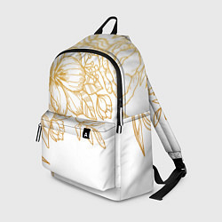 Рюкзак Золотые цветы на белом, цвет: 3D-принт