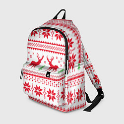 Рюкзак Новогодний узор с оленями, цвет: 3D-принт